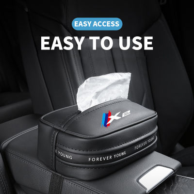 กล่องทิชชู่สำหรับรถยนต์,กระเป๋าใส่กระดาษชำระอุปกรณ์เสริมรถยนต์สำหรับ X2 BMW ที่ใส่ที่ใส่ทิชชูหนังอเนกประสงค์