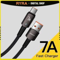 Hyra 7A 100W USB 2.0 Type C สายเคเบิล0.5M/1M/3M สายดาต้าที่ชาร์จที่ชาร์จไฟรวดเร็ว USB USB สำหFlag man Oppo VIVO Huawei P30 P40 Samsung โปร