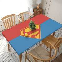 DC Superman ผ้าคลุมผ้าปูโต๊ะ76*152ซม. กันฝุ่นห้องรับประทานอาหารพรมเช็ดเท้าทรงเรขาคณิตผ้าคลุมโต๊ะขอบยางยืด