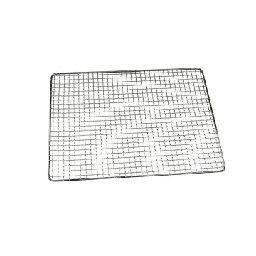 BBQ Grill Net Round Barbecue Mesh Racks Stainless Steel for Outdoor Camping Picnic 40.5cm Reusable, Silver