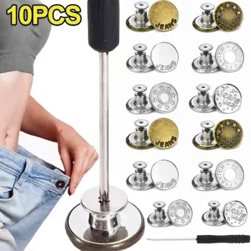 10Pcs Replacement Jeans Buttons No-Sewing Metal Button Repair Kit Nailless  Removable Jean Buckles Pants Pins Sewing Accessories - AliExpress