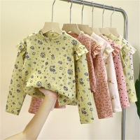 New Children Autumn Clothing Girl Fashion Long Sleeves T-Shirt Fashion Korean Version Girls Floral Single Bottom Tops For 0-7 Years Ready Stock