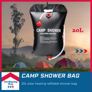 Camping Portable Solar Shower Bag, 10 Gallons/40L, with On/Off Shower Head, for Camping, Beach Swimming, Outdoor Traveling, Men's, Black