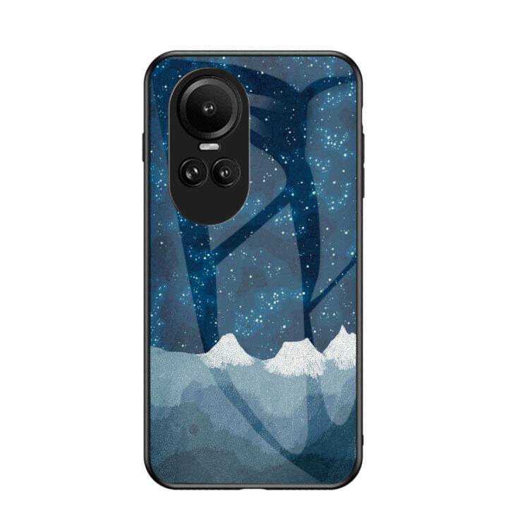 เคสโทรศัพท์สำหรับ-oppo-reno10-pro-10pro-5g-reno10-oppo-ฝาหลังลายท้องฟ้าเต็มไปด้วยดวงดาวกระจกอย่างหนาสีมันวาวป้องกันการขีดข่วนเคส5g