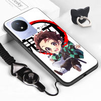 Mop Mop Mall สำหรับ Vivo Y02T Y02A สายคล้องแหวนใส่นิ้วเครื่องฆ่าอสูรเคสอนิเมะ Kamado Tanjirou Nezuko Agatsuma Zuma Zengitsu Kochou Shinobu ที่กันกระแทกทีพียูซิลิโคนนิ่มฝาครอบเคสใส่โทรศัพท์