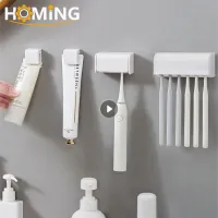 Toothbrush Holder Punch-free Wall-mounted Toothpaste Holder Toothpaste Storage Rack Holders Waterproof Bathroom Accessories