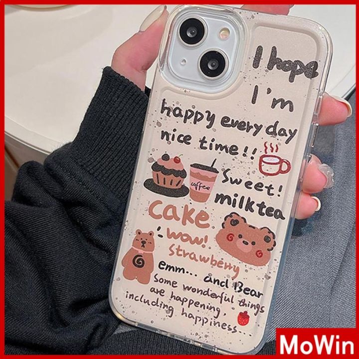 mowin-เข้ากันได้สำหรับ-เคสไอโฟน-เคสไอโฟน11-เคส-11เคสไอโฟนเคสใสเคส-นุ่มกันกระแทกปุ่มชุบไฟฟ้าน่ารักหมีกราฟฟิตีเข้ากันได้กับ-iphone-13