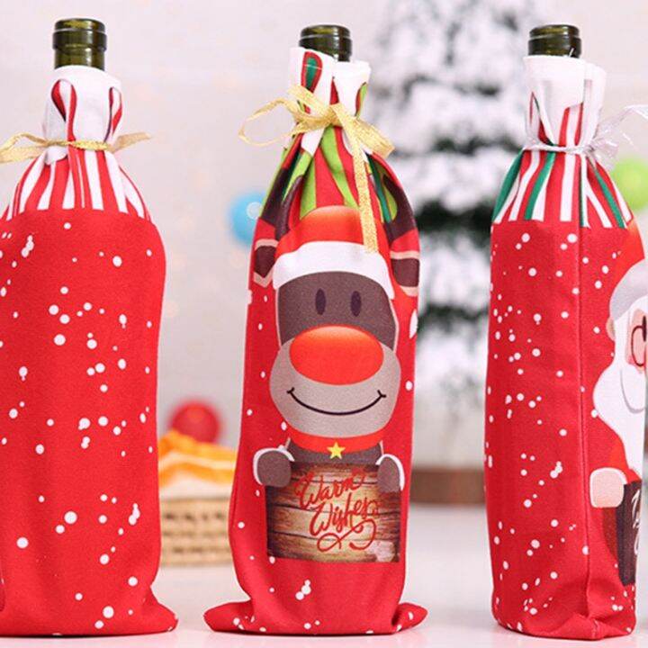 6-pcs-christmas-wine-bags-reusable-christmas-wine-bottle-covers-with-6pcs-drawstrings-reindeer-santa-pattern