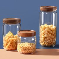 【LZ】✆  Garrafa de vidro do agregado familiar com tampa recipientes de armazenamento selado jar cozinha tanque de armazenamento transparente vidro seco frasco de armazenamento de frutas