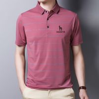 2023 Summer New Mens Hazzys Classic Striped Polo Shirt Mens Premium Pure Short Sleeve T-Shirt Casual Business Mens Polo Tops