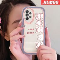 JIUMOO เคสปลอกสำหรับ Samsung Galaxy A72 4G A72 5G A73 5G ลายการ์ตูนน่ารักกระต่ายขอบคลื่นเคสมือถือกันกระแทกแบบใสนิ่มปลอกโปร่งใสลายกล้องถ่ายรูปซิลิกาเจลป้องกันความคิดสร้างสรรค์