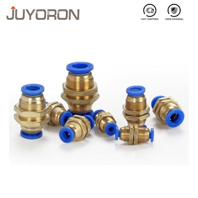 QDLJ-Pm Straight Bulkhead Pneumatic Fittings Push In Gas Quick Connector Union Pneumatic Components 4/6/8/10/12