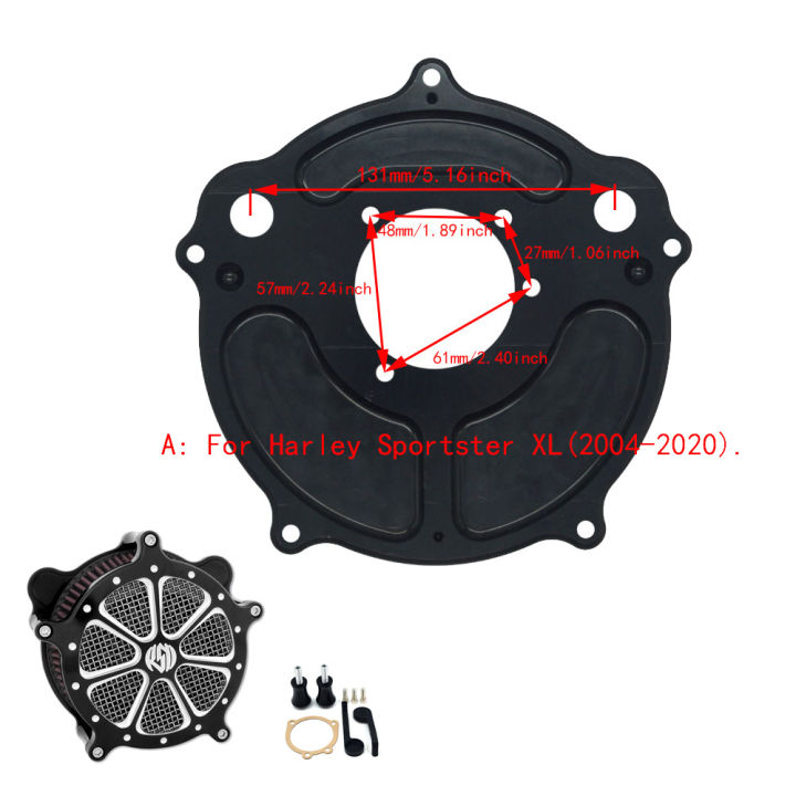 รถจักรยานยนต์-cnc-air-cleaner-intake-filter-สีแดงสำหรับ-harley-touring-roadking-flhtc-flht-2008-2016-rsd-harley-xl-sportster-2004-up