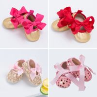 [COD] Cross-border foreign trade baby fashion gold toddler shoes cute bow sequin soft bottom non-slip