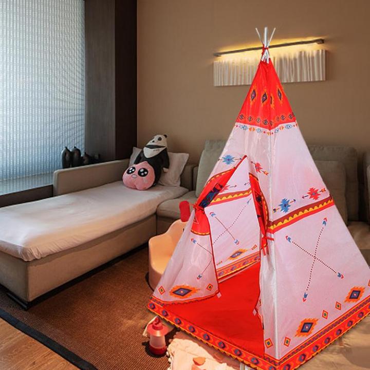indoor-teepee-tent-easy-to-carry-playhouse-toy-tent-classic-cute-indoor-outdoor-playhouse-tent-indian-tipi-tent-playing-house-for-girls-amp-boys-indoor-amp-outdoor-use-capable