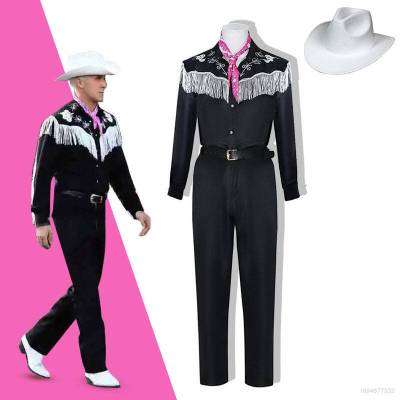 YT 2023 Movie Barbie Ken Cosplay Costume Coat Pants Hat Suits For Men Halloween Party Role Play TY