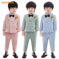 lontakids เด็กชายชุดสูททางการ4ชิ้น (เสื้อกั๊ก + กางเกง + เสื้อ + โบว์)/6ชิ้น (แจ็คเก็ต + เสื้อกั๊ก + กางเกง + เสื้อ + โบว์ + เสื้อยกทรง) การแข่งขันเปียโนการบรรยายงานแต่งงานวันเกิดสีชมพูสีฟ้าสีเขียวเครื่องแต่งกายสุภาพบุรุษ (มีโบว์สีเดียวกัน)