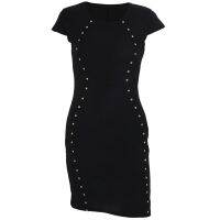 Women Round Neck Front Rivets Body con Dress Slim Pencil Dress