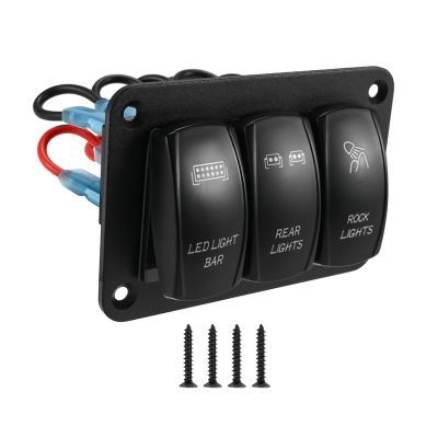 3 Gang Toggle Blue LED Light Rocker Switch Panel for Car Marine Boat Waterproof 12V