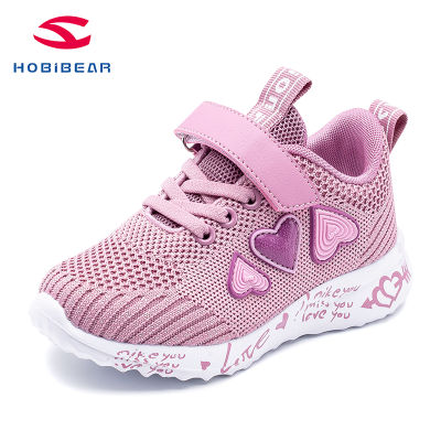 HOBIBEAR รองเท้าผ้าใบสำหรับเด็กผู้หญิง,รองเท้าวิ่งลำลองสไตล์เกาหลีสำหรับเด็กรองเท้ากีฬา