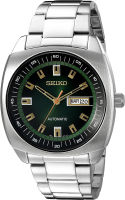 Seiko Mens SNKM97 Analog Green Dial Automatic Silver Stainless Steel Watch