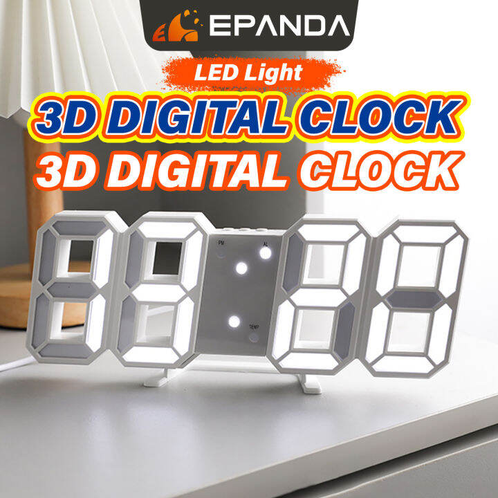 EPANDA Jam Dinding Digital Alarm Clock Digital Clock Wall Clock Living ...