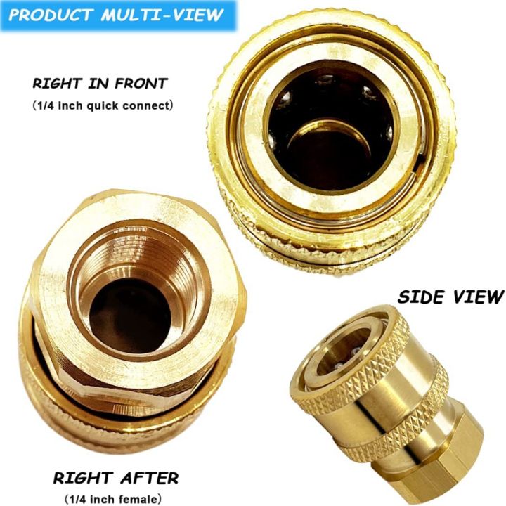 2pc-5000psi-sewer-jet-nozzle-with-pressure-washer-coupler-brass-fittings-quick-connector-1-4-inch-connect-to-female-npt