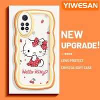 YIWESAN เคสสำหรับ Xiaomi Redmi Note 11 Pro 5G Note 11e Pro,เคสดีไซน์ใหม่ลายเชอร์รี่เฮลโลคิตตี้ขอบครีมเคสมือถือกันกระแทกแบบใสนิ่มเคสโปร่งใสลายกล้องถ่ายรูปเรียบง่ายอ่อนโยนฝาครอบป้องกัน