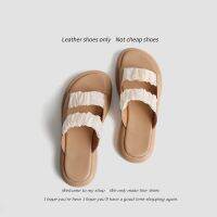 Ruodan Original Silk Mesh หนังนิ่มของแท้ Cloud Feel รองเท้าแตะส้นหนาและรองเท้าแตะผู้หญิง Outerwear ฤดูร้อน Casual Flip Flops
