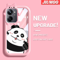 เคส JIUMOO สำหรับ Realme 10 Realme 10 Pro Plus 5G เคสลายการ์ตูนแพนด้าซุกซนสีสันสดใสน่ารักกล้องมอนสเตอร์ตัวน้อยนิ่มสำหรับเลนส์กันกระแทกแบบใสเคสมือถือป้องกันซิลิโคนเรียบง่ายปลอกความคิดสร้างสรรค์โปร่งใส