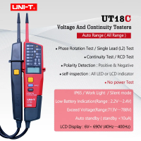 ปากกาจอ LCD แสดงแรงดันไฟฟ้าและอุปกรณ์ทดสอบความต่อเนื่องเครื่องวัดแรงดันไฟฟ้ากันน้ำเครื่องมือทดสอบไฟฟ้า RCD 3เฟสเครื่องวัดแรงดันไฟฟ้าแบบดิจิตอล UT18C UT18D AC DC เครื่องทดสอบแรงดันไฟฟ้าต่อเนื่อง690V จอแสดงผล LCD 3เฟสทดสอบไฟฟ้า RCD