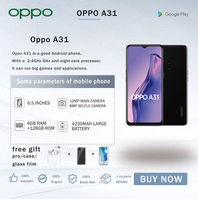 OPPO A31 6 + 128 GB 6.5นิ้ว Mediatek MT6765V /Cb Helio P35 (12nm) ความละเอียดสูงหน้าจอ Endoi แบตเตอรี่9.0แบตเตอรี่4230MAh สมาร์ทโฟน