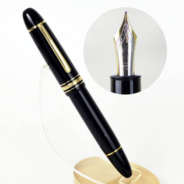 mb-luxuri-meisterstuck-146-fountain-ปากกานวนิยายสำนักงานสีดำเรซิ่น-rollerball-ปากกาเจลหมึก-inlay-serial-number-ชุดกล่อง