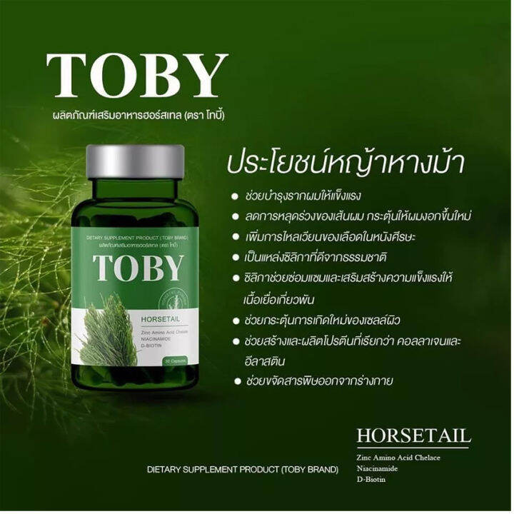 โทบี้-ฮอร์สเทล-วิตามินบำรุงผม-toby-horsetail-อาหารเสริมสำหรับเส้นผม-ผมร่วง-ผมบาง-เล็บ-30-แคปซูล-กระปุก-3-กระปุก