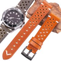 ◄ Handmade Cowhide Watchband 18 20 22 24mm Men Women Oil Wax Genuine Leather Breathable Strap For Samsung Galaxy Watch 4 3 Band