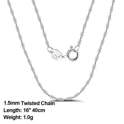 JDY6H Italian 925 Sterling Silver Chain for Pendant Necklaces 1.5mm Twisted Curb Singapore Rope Chain Fashion Jewelry SC02