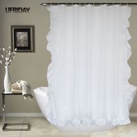 UFRIDAY White Lace Shower Curtain Bath Curtain for Bathroom Waterproof Moldproof Polyester Baths Curtain Elegant Home Decoration