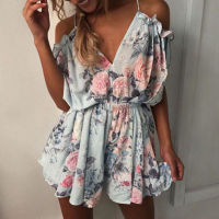 Women Rompers Print lace Jumpsuit Summer Short chest wrapped strapless Playsuit Sleeveless Night Dress For Ladies Vestidos Midi