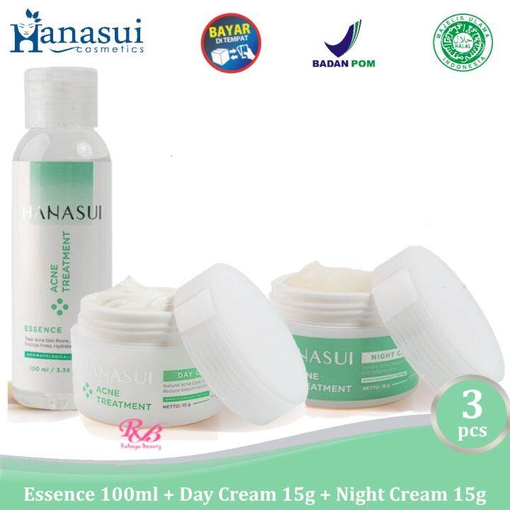 HANASUI ACNE Treatment Paket Ekonomis 3pcs ( Power Essence 100 ml + Day