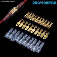 ✢✽ 100Pcs/Lot 2.8/4.8/6.3mm Female Male Crimp Terminal Wire Connector Gold Brass/Silver Car Speaker Electrical Cable Terminals Kit