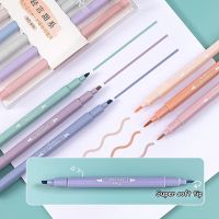 6 pcs/set Double Tip Highlighter Pens Kawaii Candy Color Manga Markers Pastel gel set Stationery journal supplies