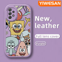 YIWESAN เคสปลอกสำหรับ Samsung A52s 5G A52 4G A52 5G ลายการ์ตูนการ์ตูนสปันจ์บ็อบดีไซน์ใหม่นุ่มหนังบางซิลิกาเคสโทรศัพท์เจลฝาปิดเลนส์เต็มเคสกันกระแทกเคสกันกระแทก