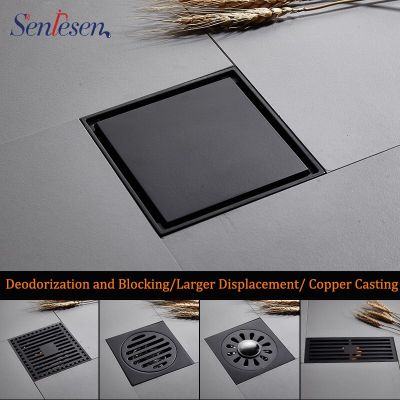 Senlesen Invisible Floor Drain Black Floor Drain Sewer Toilet Square Core Cover Anti-blocking Deodorant Frosted Dual-use  by Hs2023