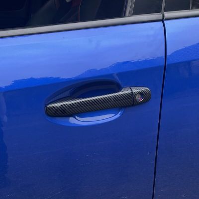 สำหรับ Toyota Corolla Fielder 2014 2015 2016 2017 2018คาร์บอนไฟเบอร์รถประตู Handle Cover Pad สติกเกอร์ Overlay อุปกรณ์จัดแต่งทรงผม