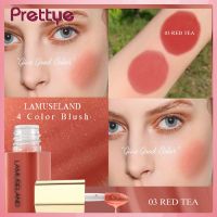 Prettye LAMUSELAND บลัชออนขนาดเล็ก4สีกำมะหยี่กันน้ำยาวนานยาวใช้งานได้หลากหลายลิปกลอสแต่งหน้าคอนทัวร์บลัชออน