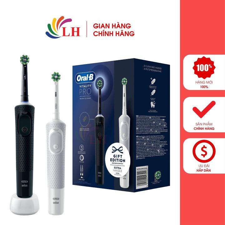 Bàn Chải Điện Oral-B Vitality Pro D103 (Set 2 Cái) - Làm Sạch Vượt Trội, 3  Chương Trình Làm Sạch, Tích Hợp Bộ Hẹn Giờ | Lazada.Vn