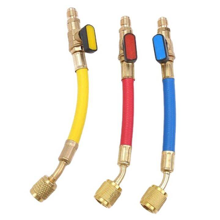 3pcs R134A R410 R22 8004000 PSI Manifold Gauge Set A/C Refrigeration Charging Hose HVAC