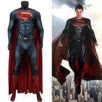 【Ready Stock】Adult Kids Jumpsuit Superman Man of Steel Cosplay Clark Kent Costume Jumpsuit Zentai Cloak OutfitTH