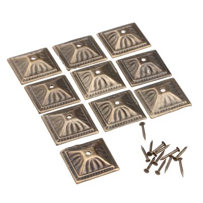 ❦☇ 10sets Square Upholstery Nails 21mmx21mm Vintage Antique Bronze Iron Jewelry Case Box Sofa Door Tack Stud Pushpin Decoration