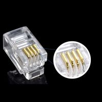 ✓ 100Pcs Crystal Head RJ11 4P4C Modular Plug Gold Plated Brand New Network Connectors